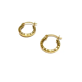 10k Gold Hammered Mini Hoops