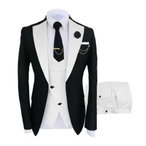 3 pcs Blazer Pants Vest Shawl Lapel Tuxedos Party Suits for Men