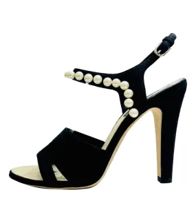 Chanel Pearl Trim Midi Heels. Size 40