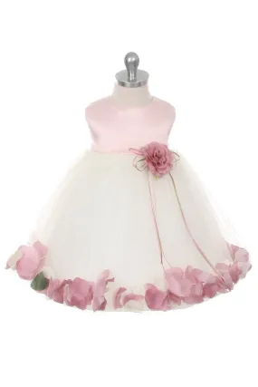 Dusty Rose Top Satin Flower Petal Baby Dress