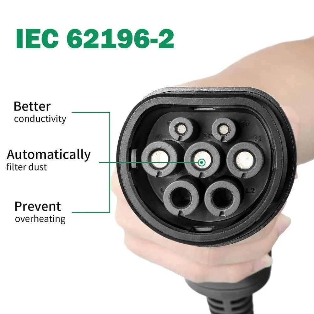 EV Charging Station Cable 32A Electric Vehicle Car Charger EVSE Wallbox Wall Mount Type 2 Cable IEC 62196-2 Level 2 240V 7.6KW