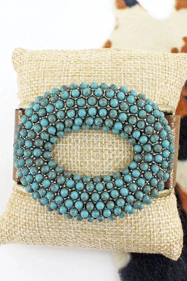 Gold tone WESTERN TURQUOISE SNAP BRACELET