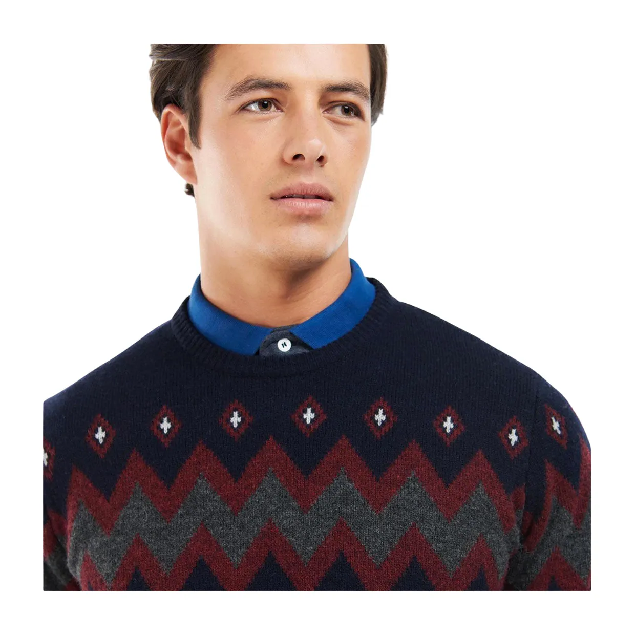 Maglione Uomo Barbour Regis Fairisle Blu Multicolor