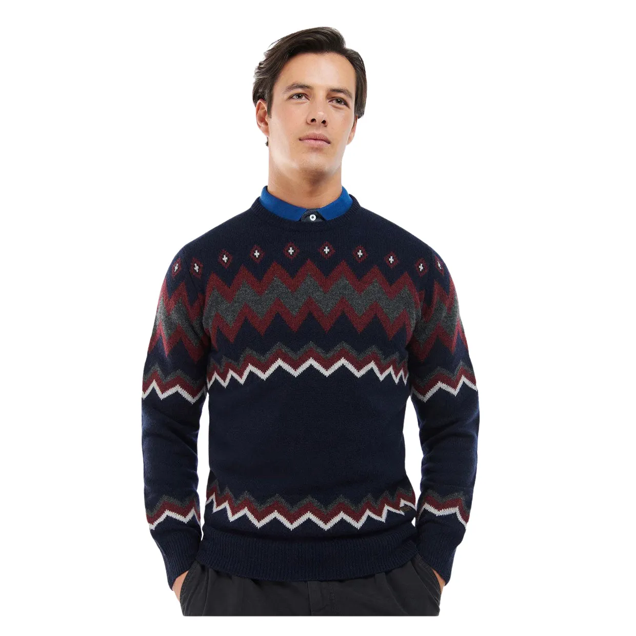 Maglione Uomo Barbour Regis Fairisle Blu Multicolor