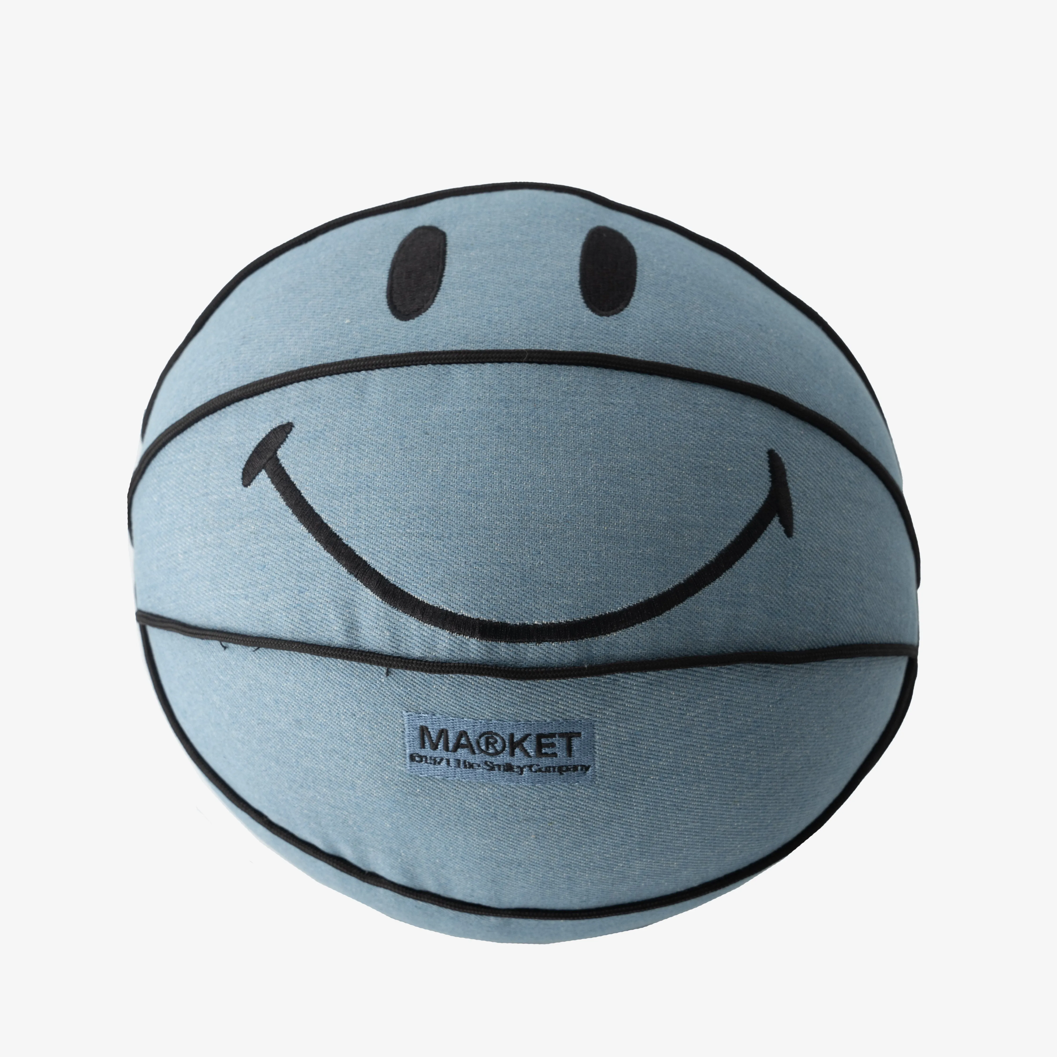 Market Smiley Denim Pillow