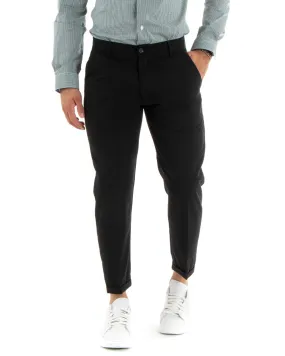 Pantaloni Uomo Lungo Tinta Unita Classico Elegante Tasca America Nero GIOSAL-P5861A