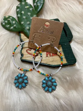 Santa Fe turquoise pendant HOOP EARRINGS