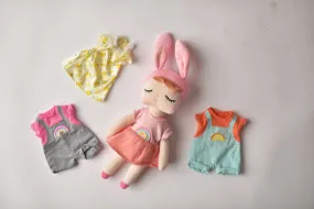 SOFT CUDDLING BUNNY WITH 4 PIECES OF CLOTHING