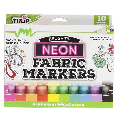 Tulip Neon Brush Tip Fabric Markers (10/set)