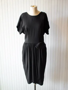 Vintage 1980s Black Cocktail Dress M/L